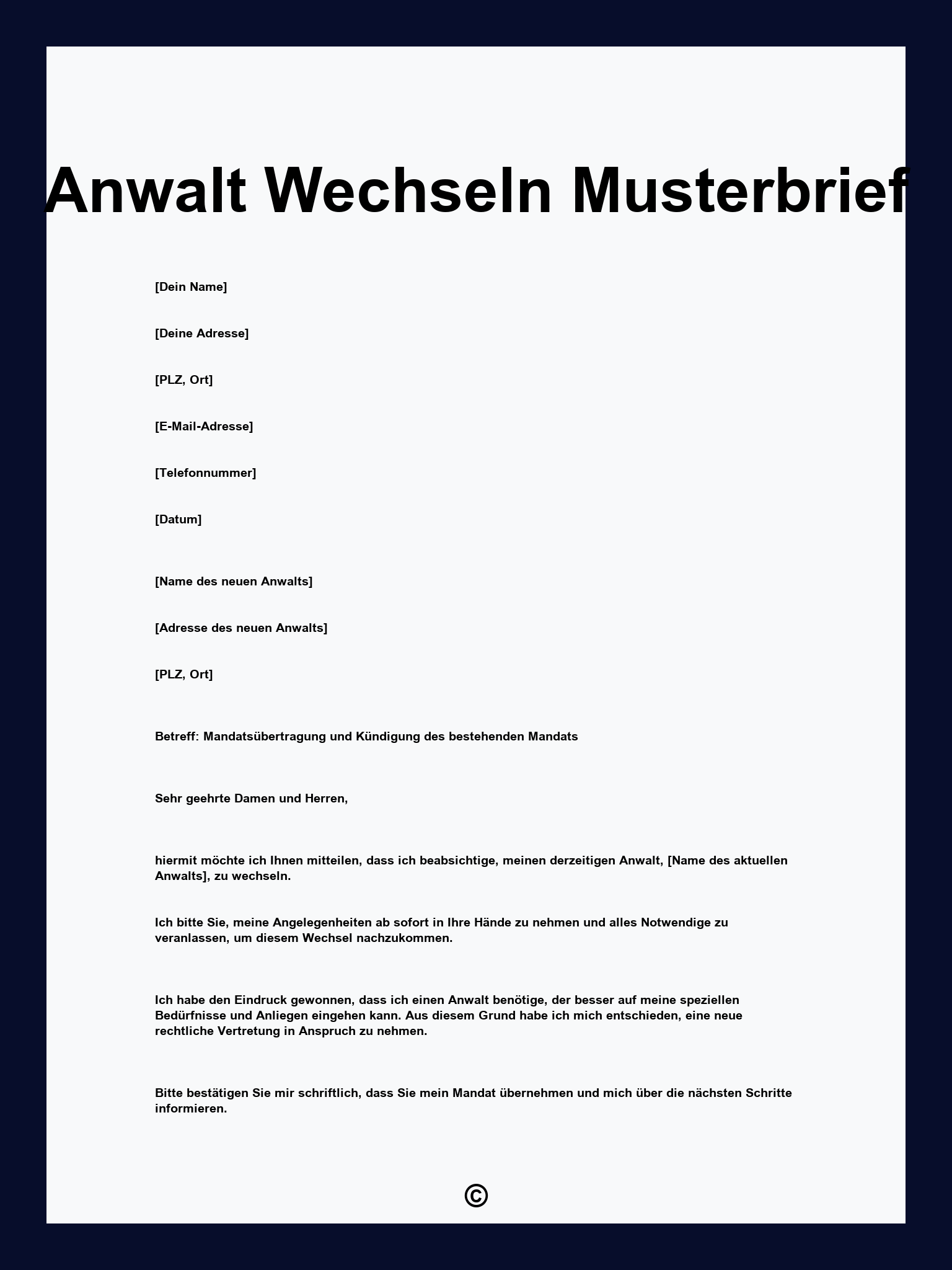 Anwalt Wechseln Musterbrief