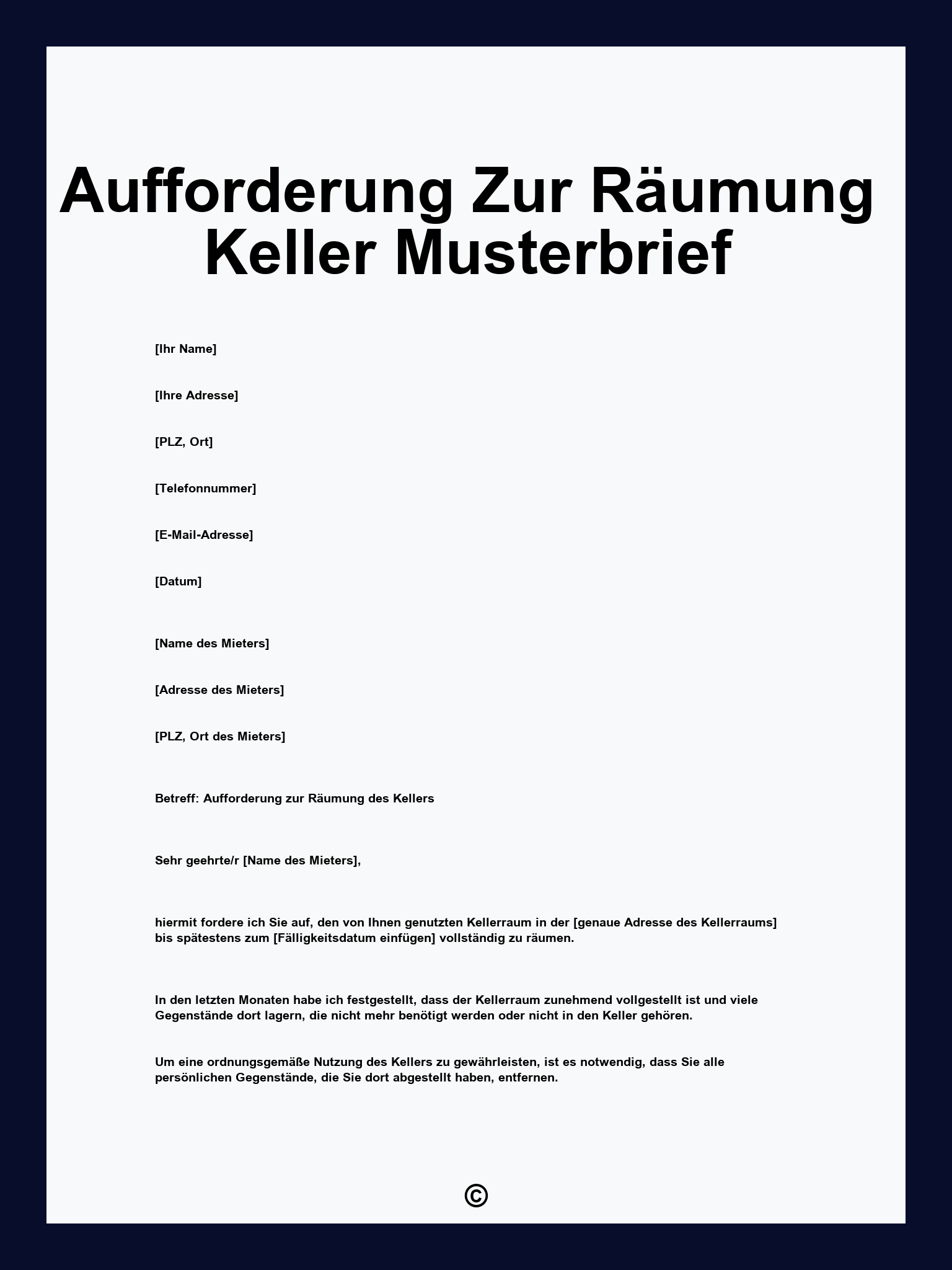 Aufforderung Zur Räumung Keller Musterbrief