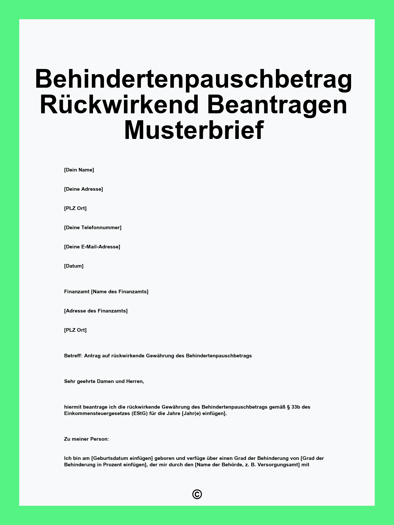 Behindertenpauschbetrag Ruckwirkend Beantragen Musterbrief