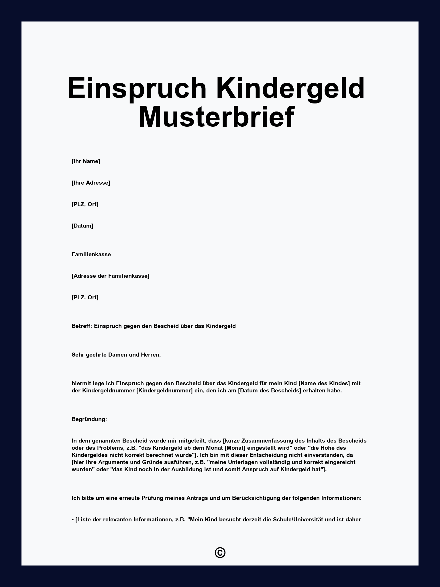 Nach Retoure Kein Geld Zurück Musterbrief Einspruch Kindergeld Musterbrief