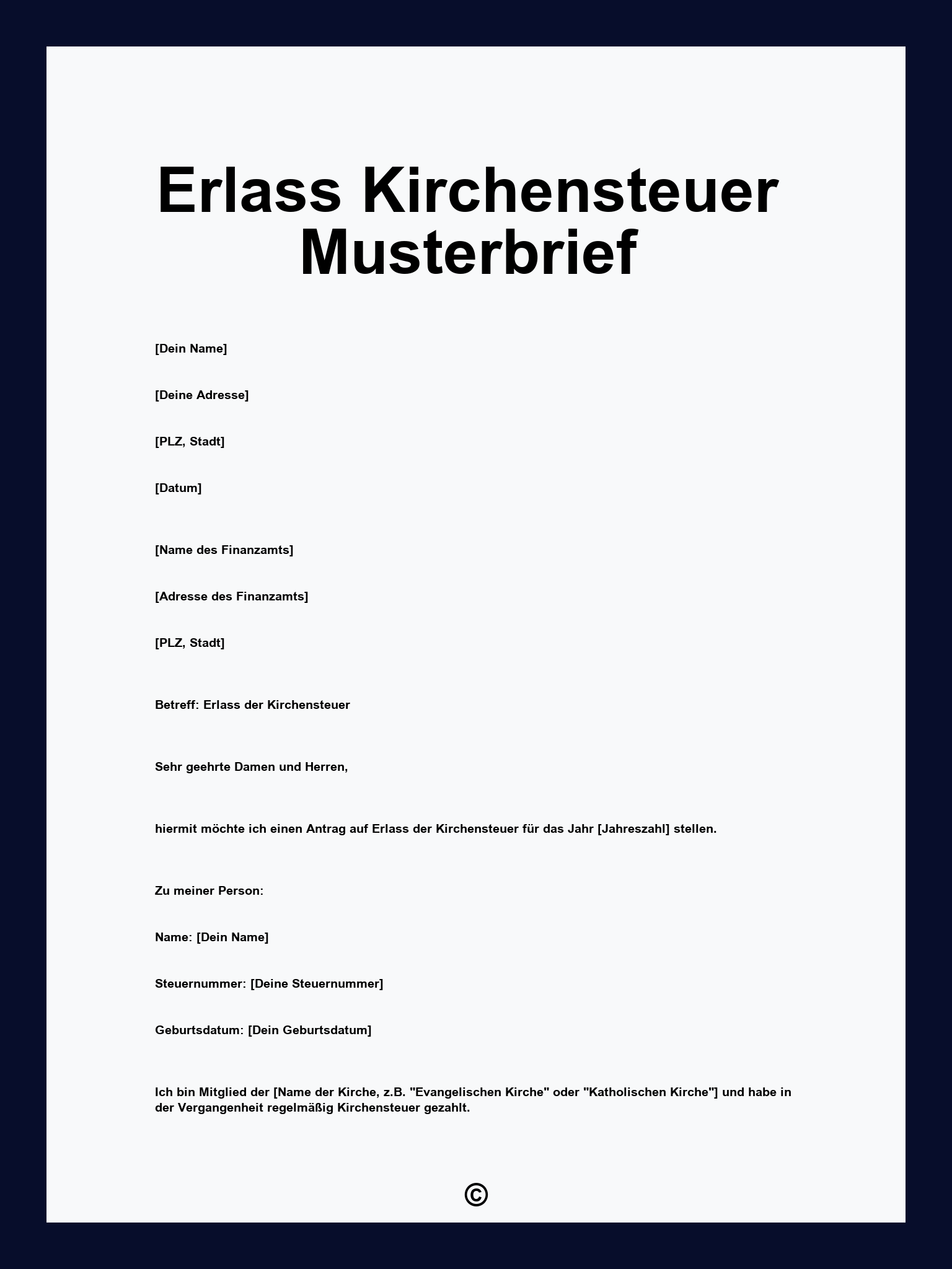 Erlass Kirchensteuer Musterbrief