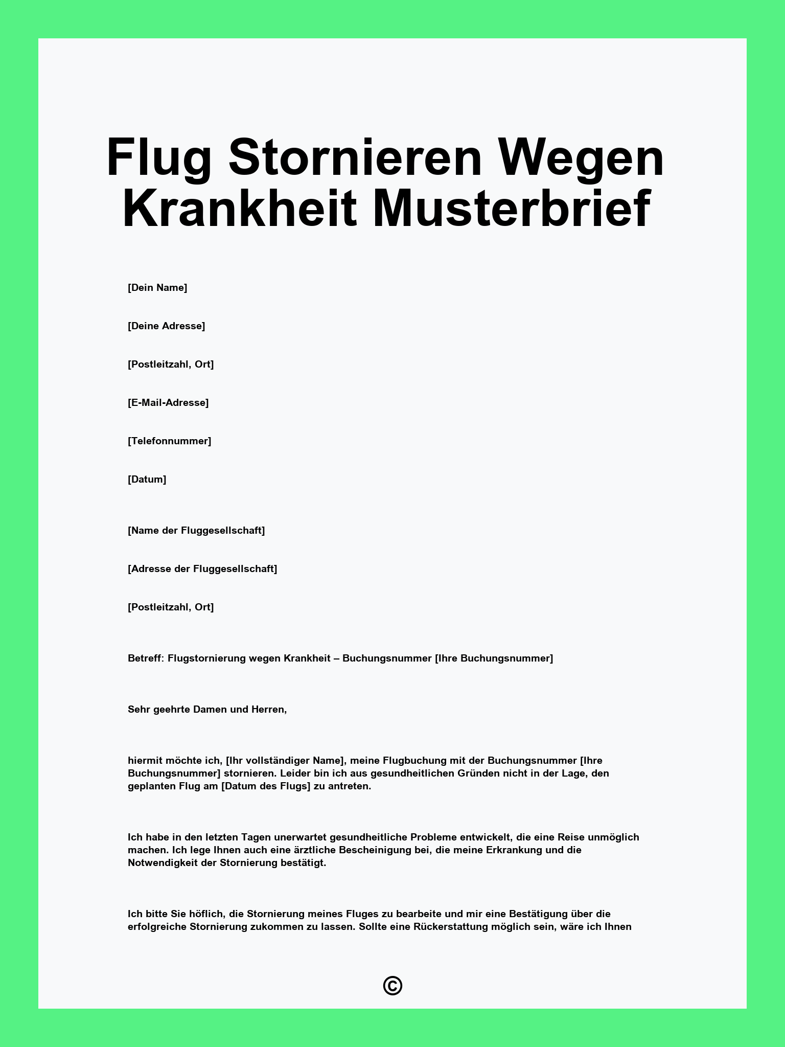 Flug Stornieren Wegen Krankheit Musterbrief