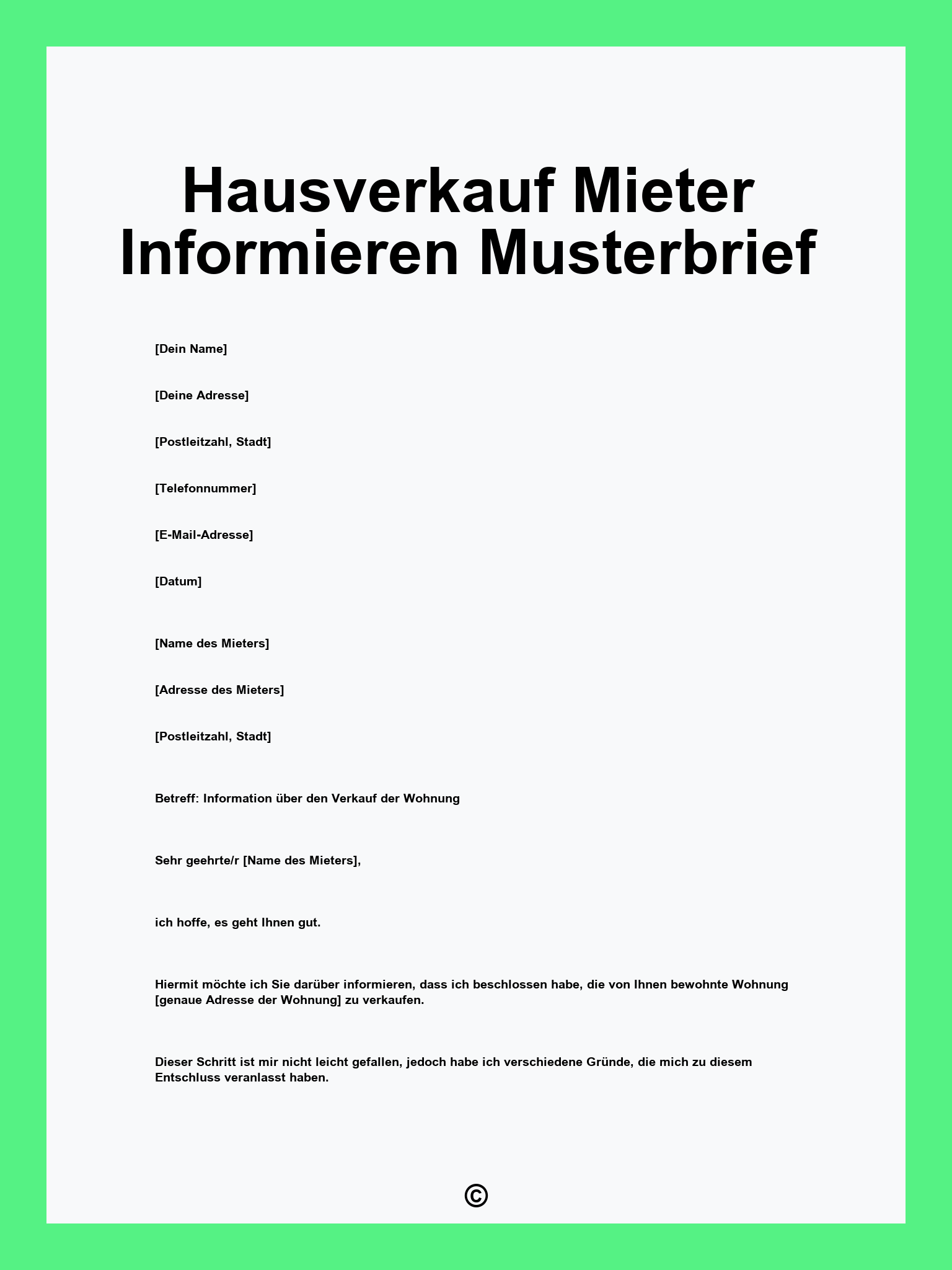 Hausverkauf Mieter Informieren Musterbrief