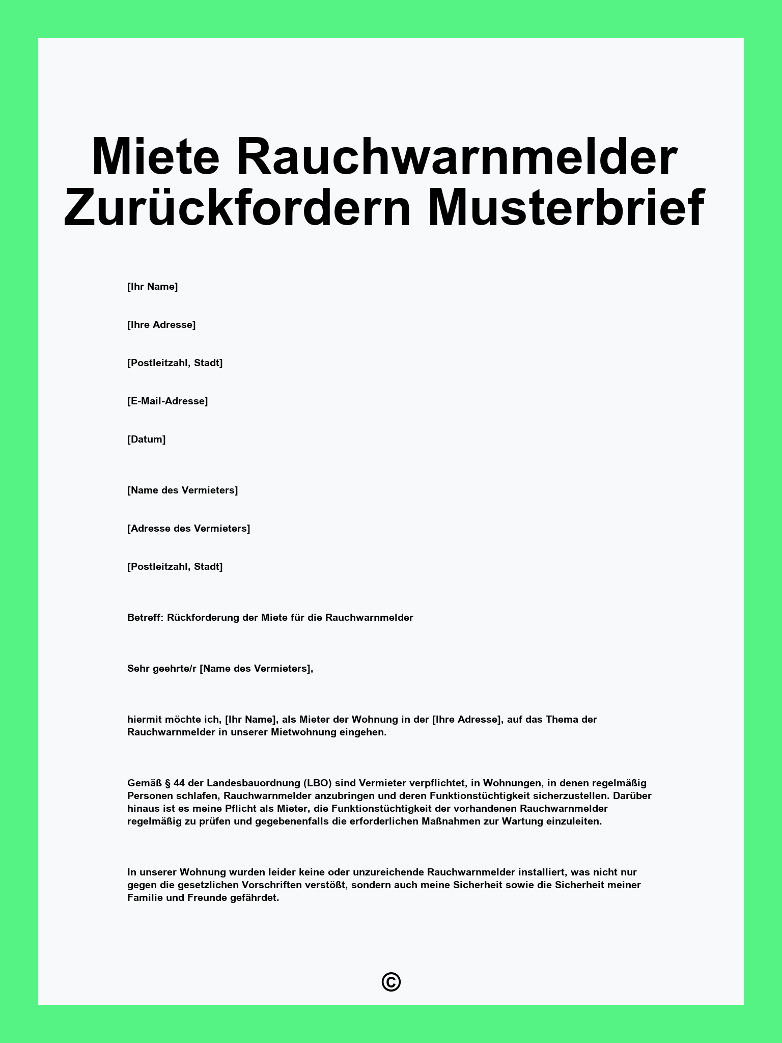 Miete Rauchwarnmelder Zurückfordern Musterbrief