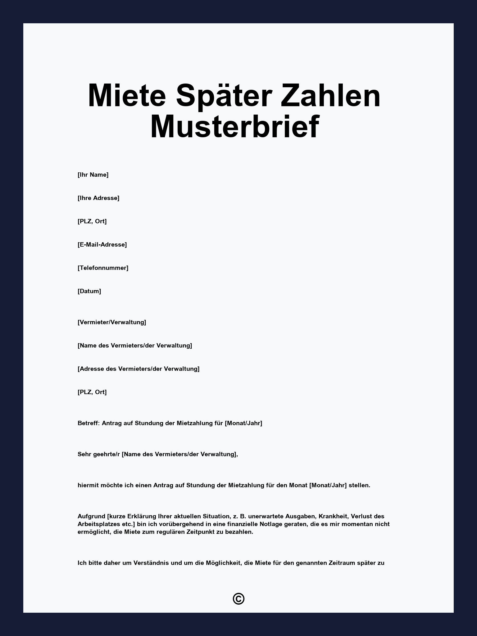 Miete Später Zahlen Musterbrief