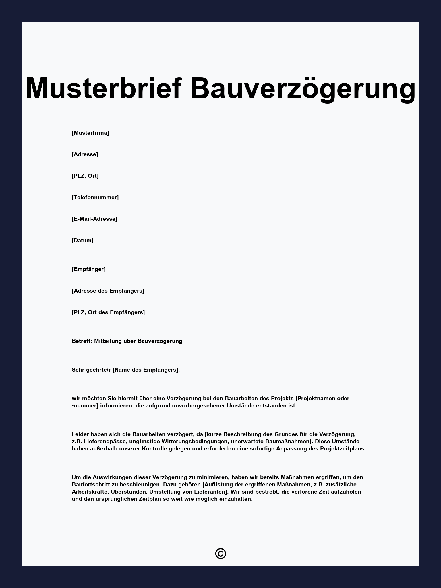 Musterbrief Bauverzögerung