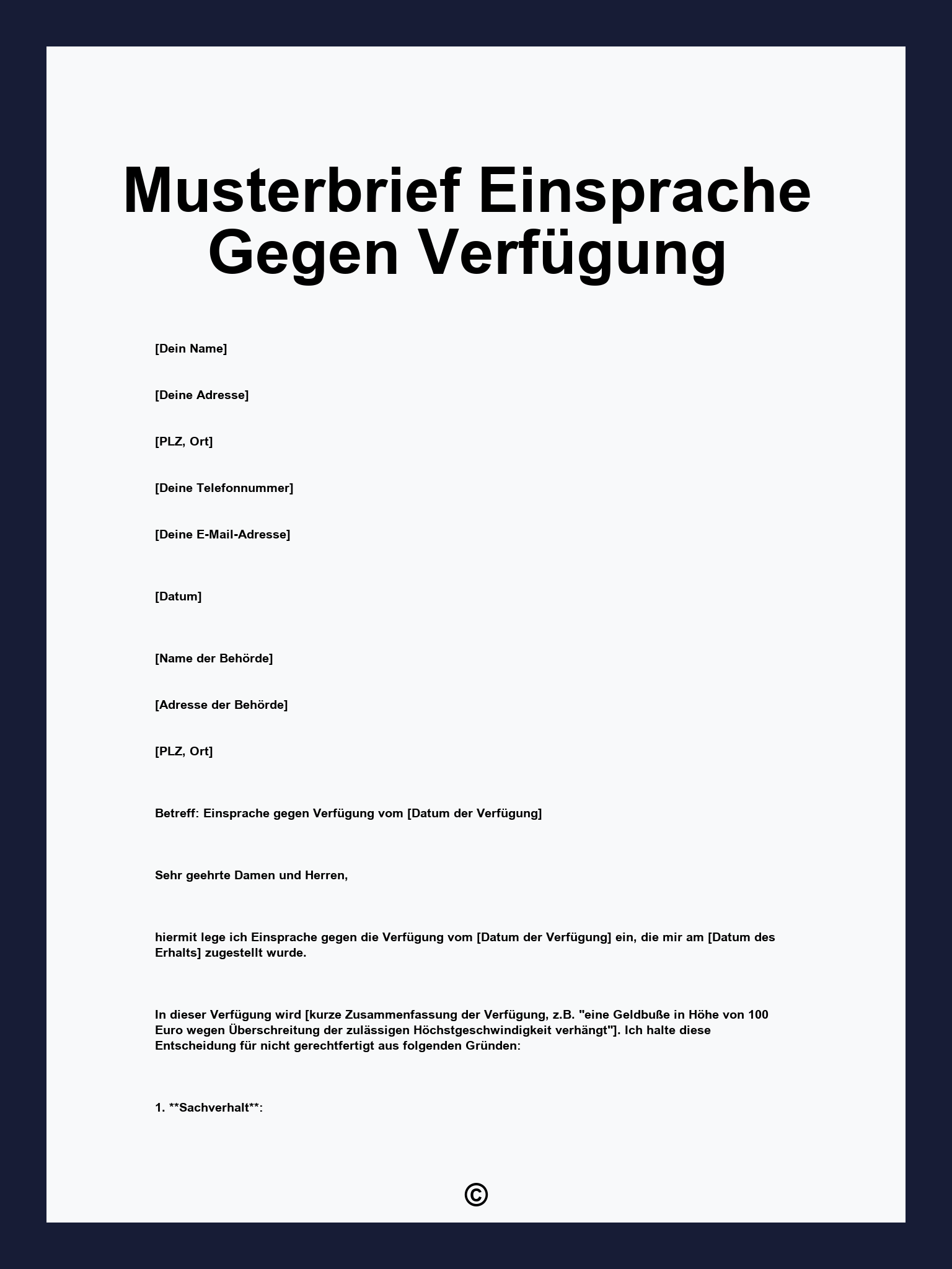 Musterbrief Einsprache Gegen Verfügung
