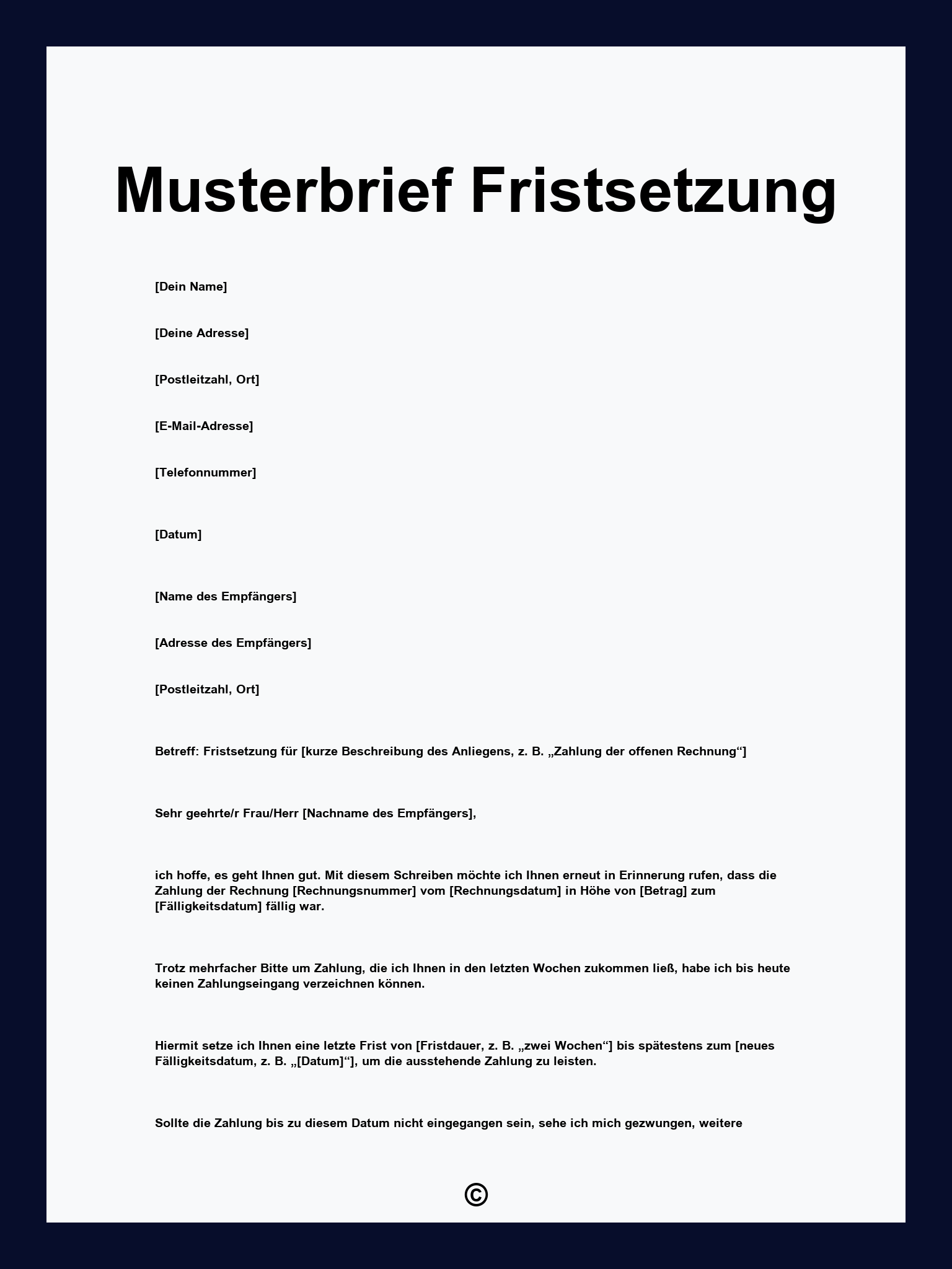 Musterbrief Fristsetzung