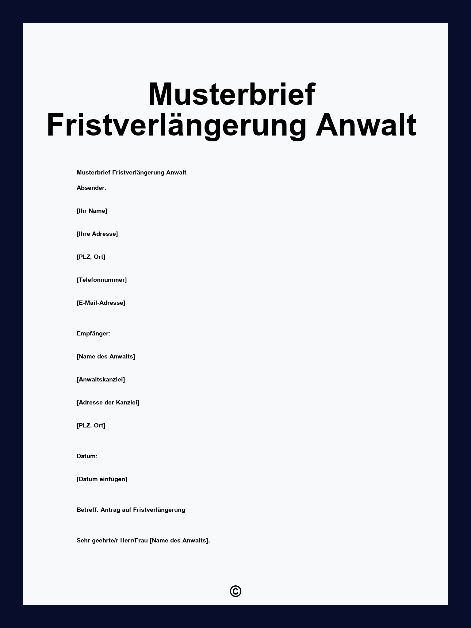 Musterbrief Fristverlängerung Anwalt