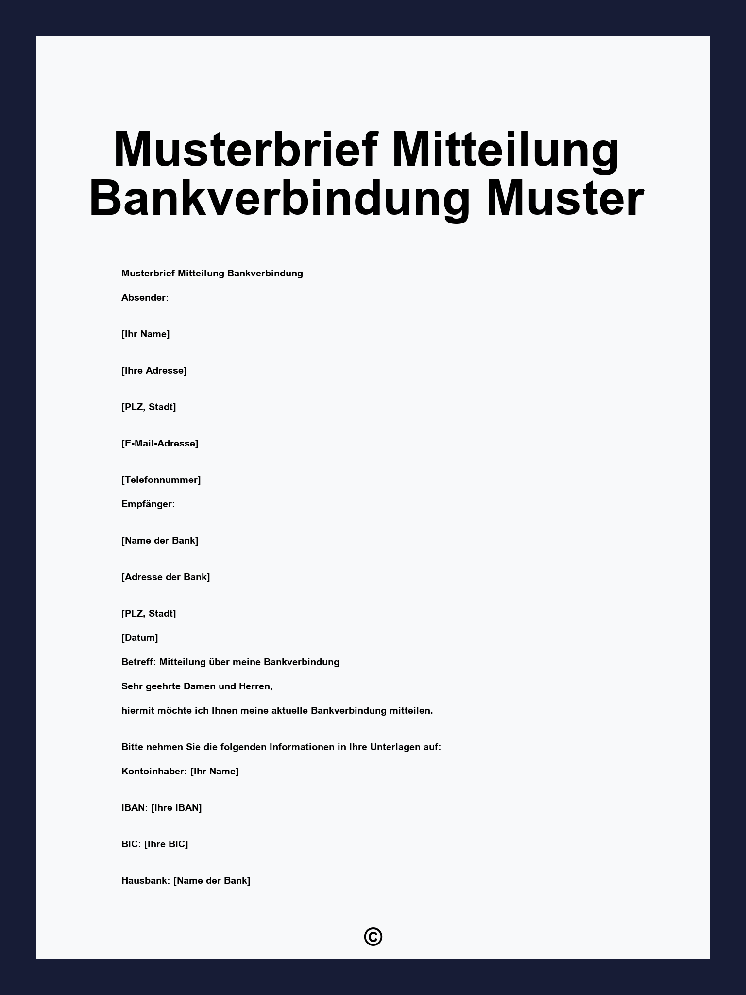 Musterbrief Mitteilung Bankverbindung Muster