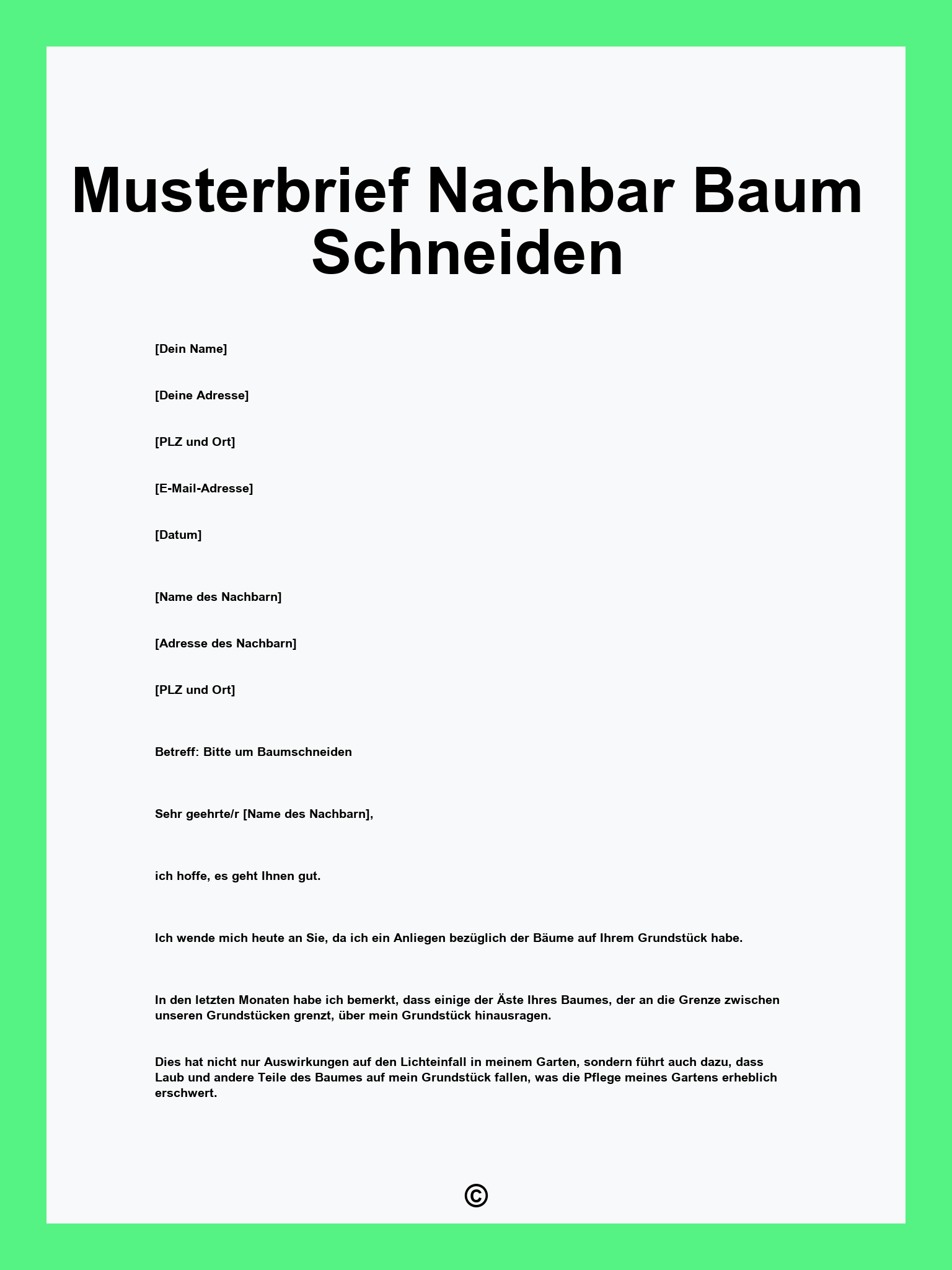 Musterbrief Nachbar Baum Schneiden