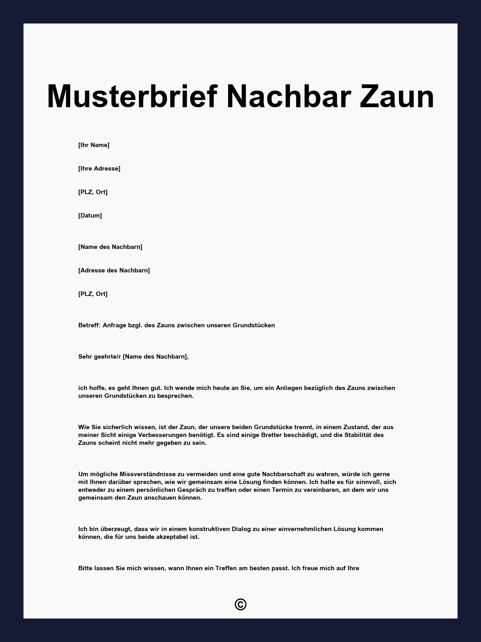 Musterbrief Nachbar Zaun