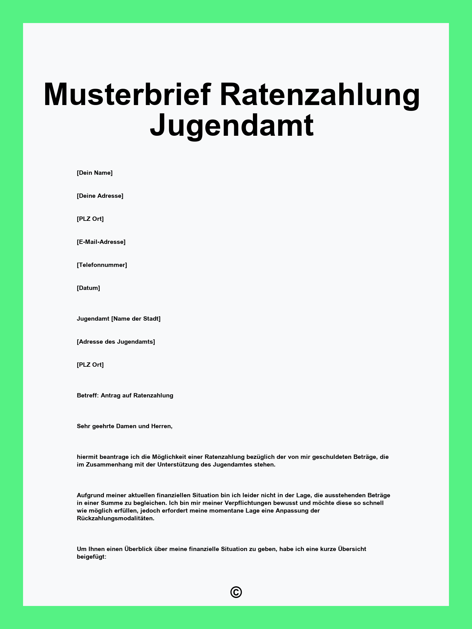 Musterbrief Ratenzahlung Jugendamt