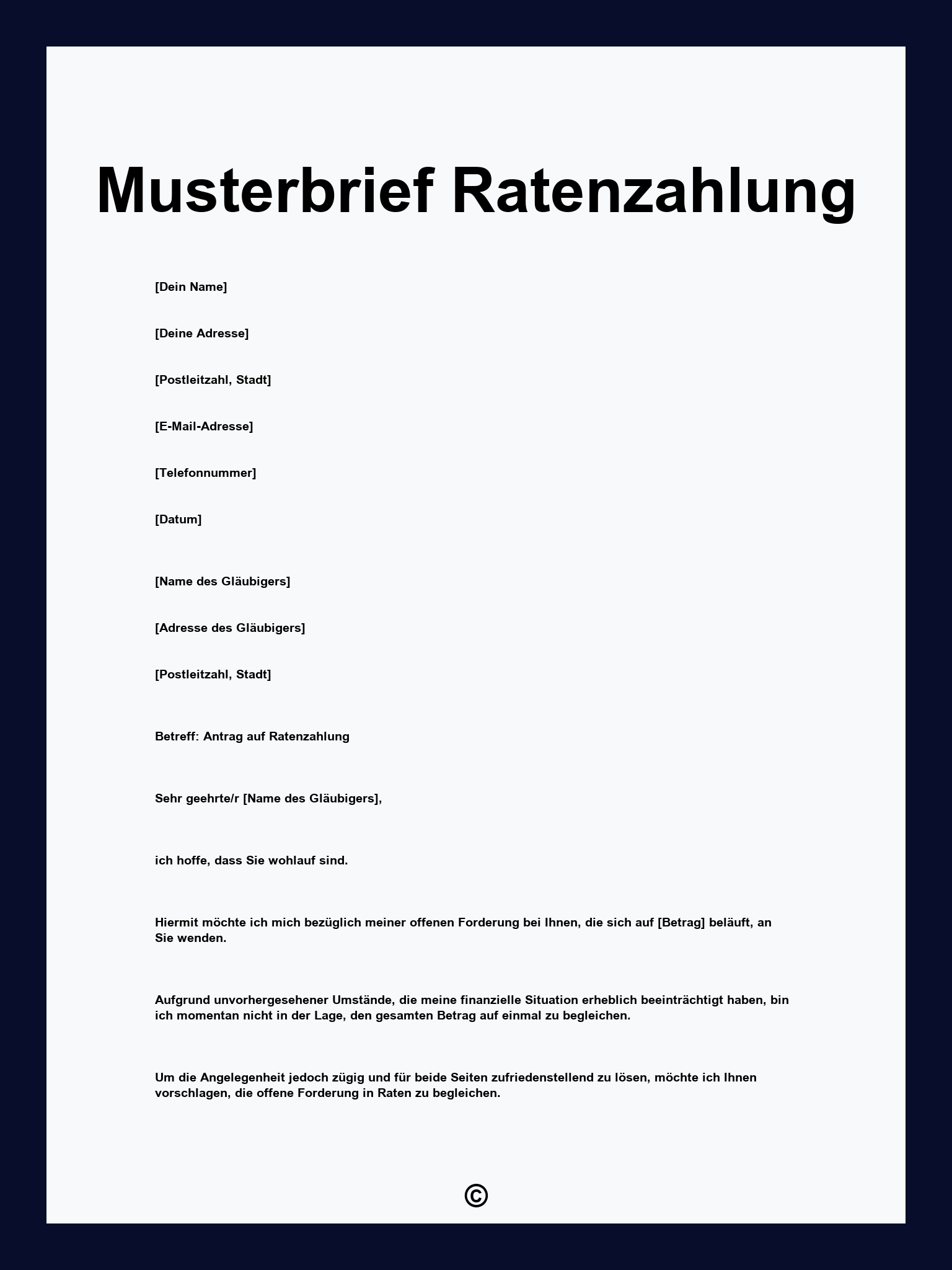 Musterbrief Ratenzahlung