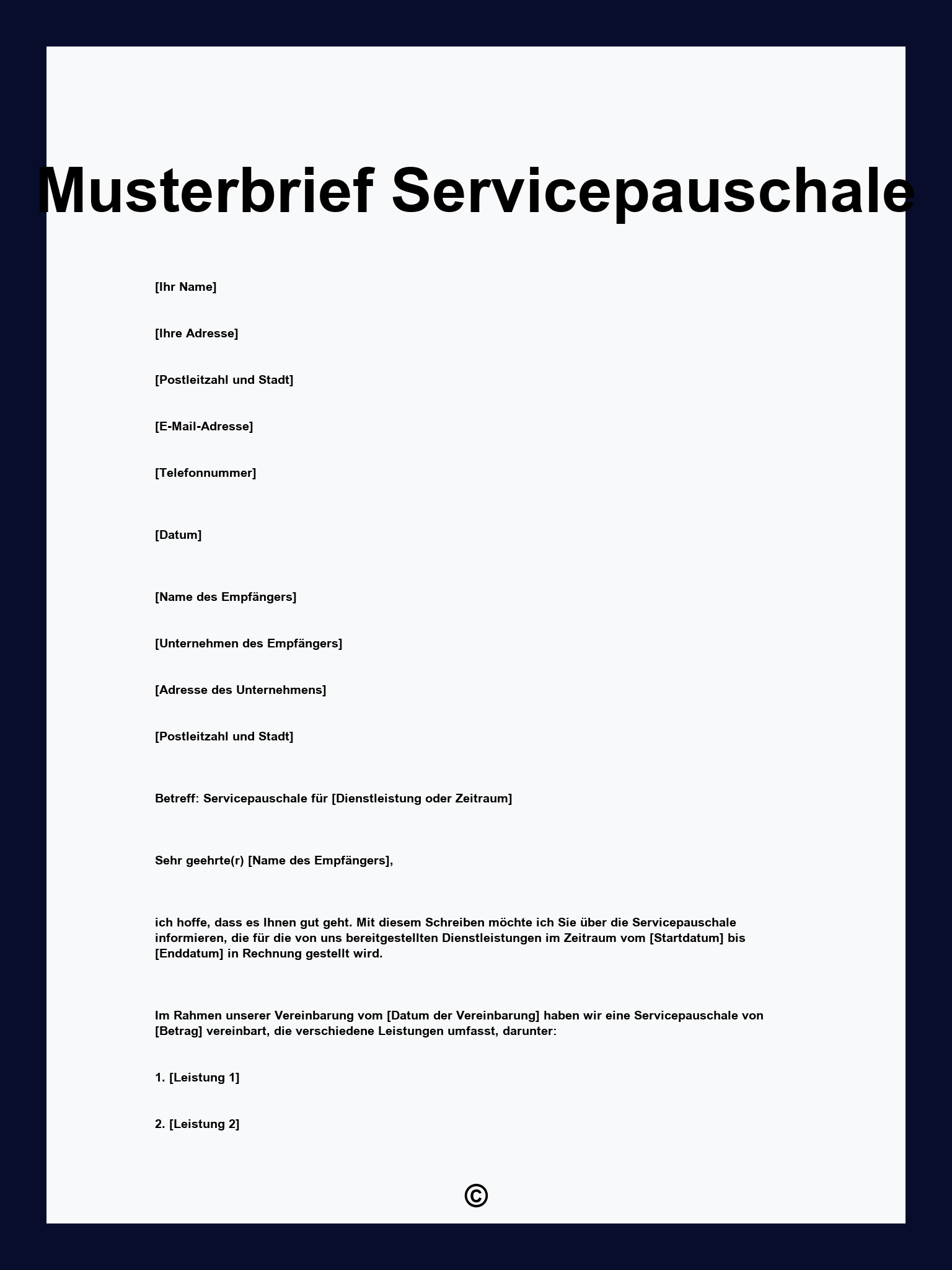 Musterbrief Servicepauschale