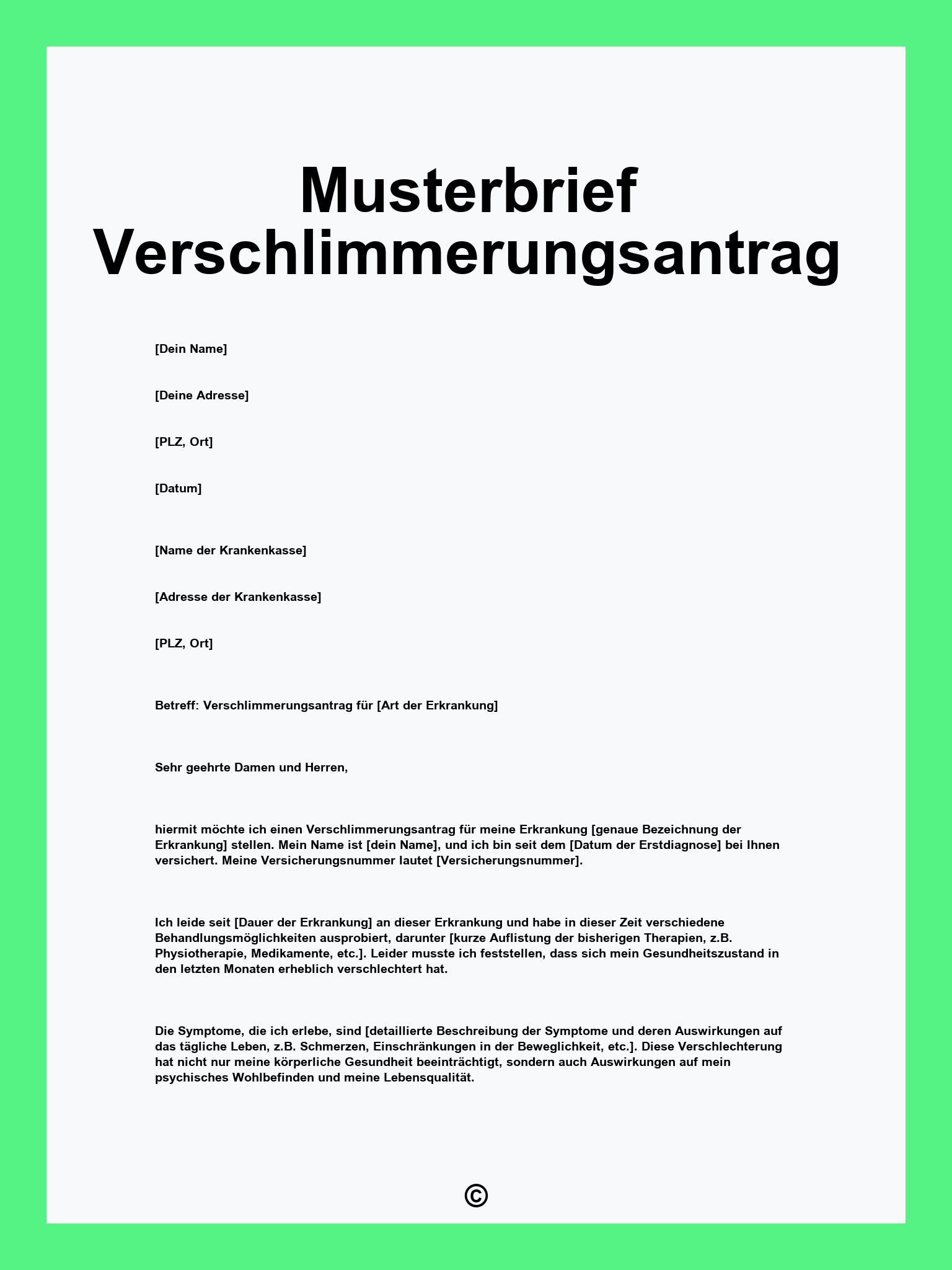 Musterbrief Verschlimmerungsantrag