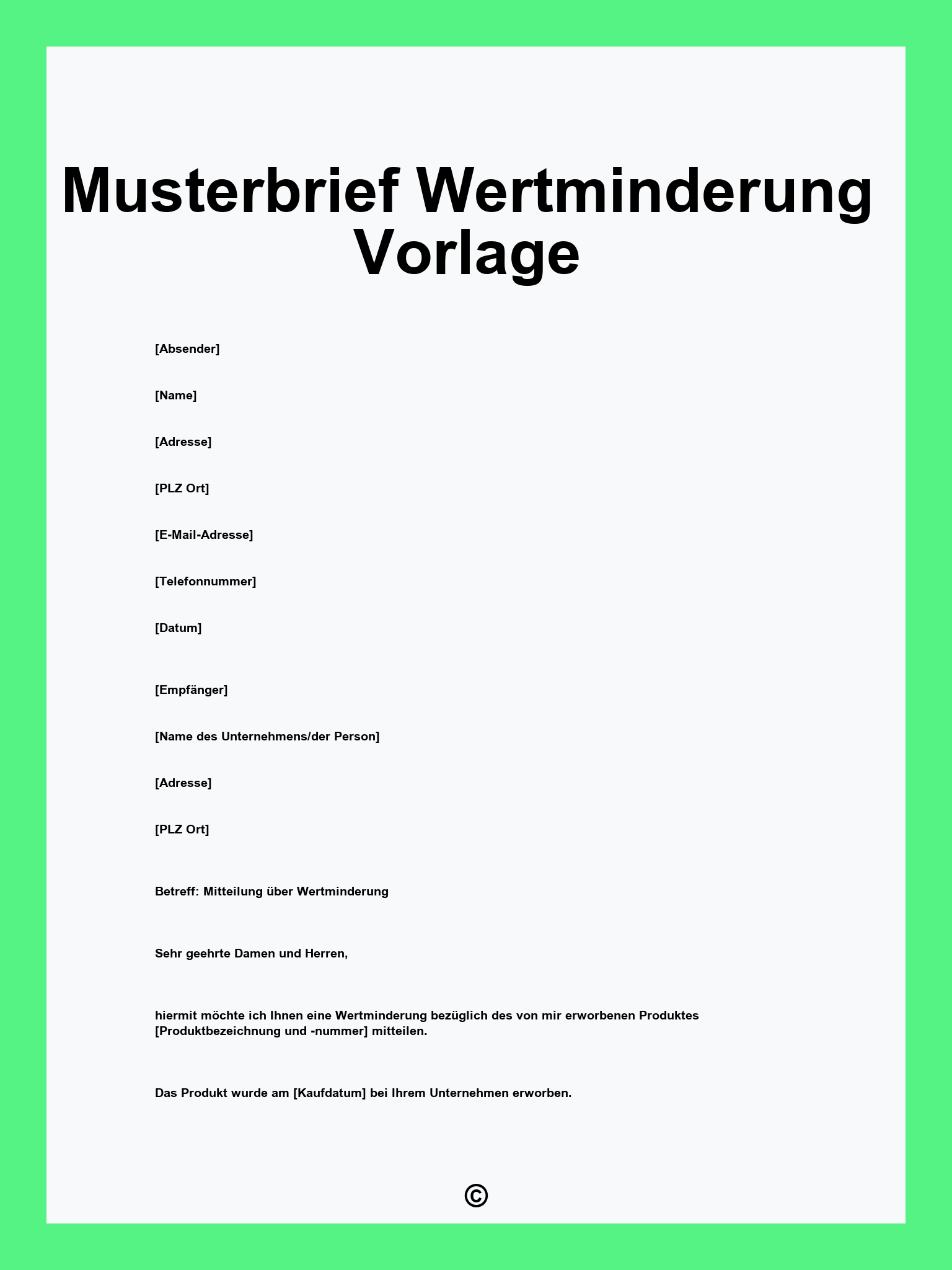 Musterbrief Wertminderung Vorlage
