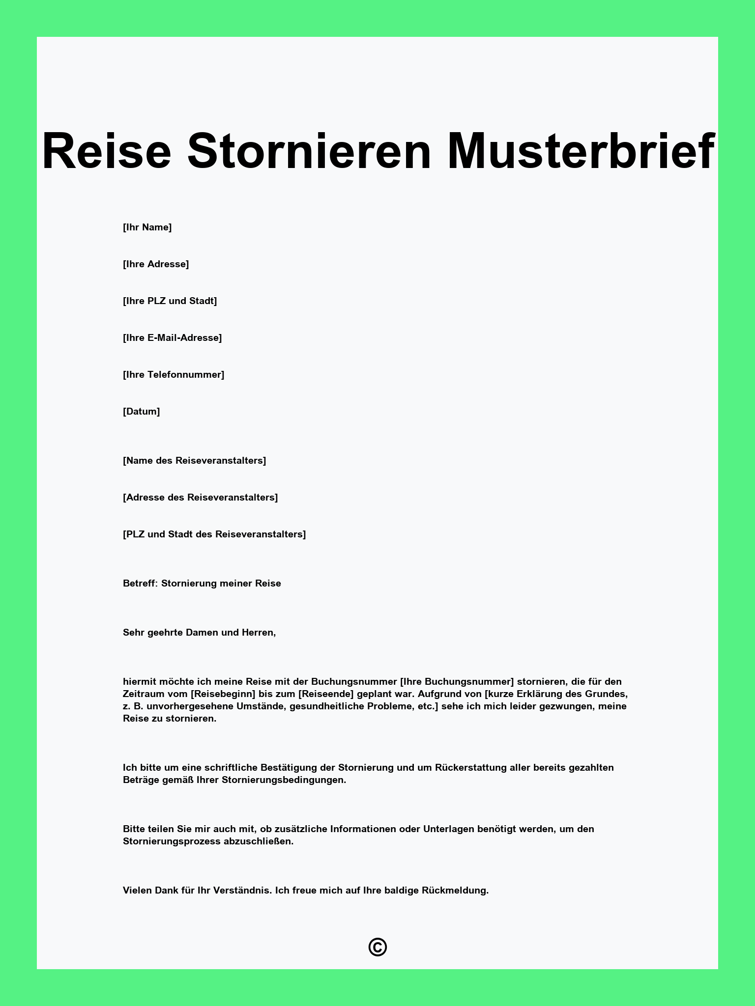 Reise Stornieren Musterbrief