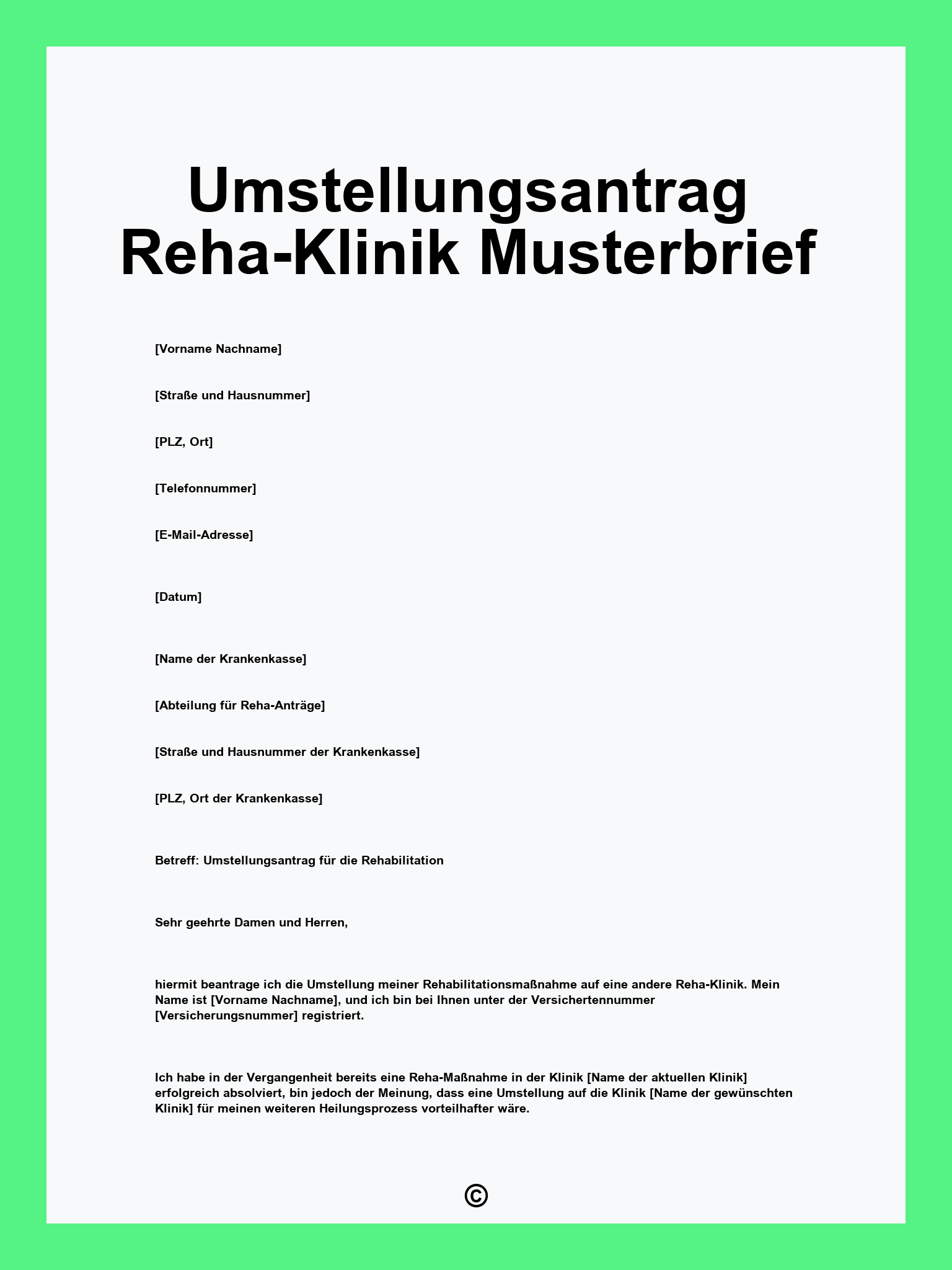 Umstellungsantrag Reha-Klinik Musterbrief