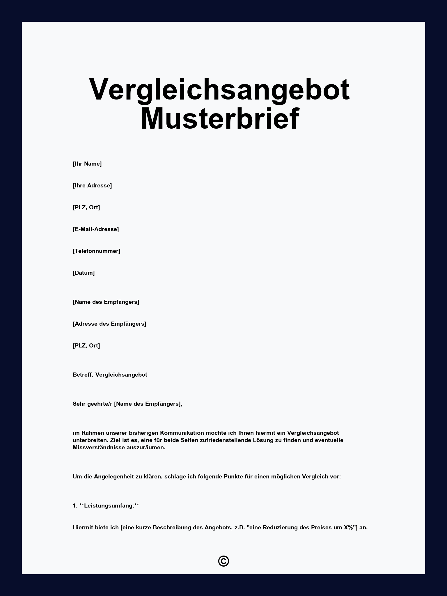 Vergleichsangebot Musterbrief