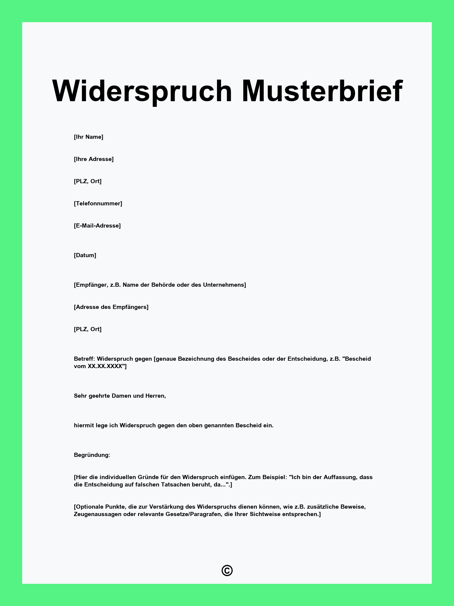 Widerspruch Musterbrief