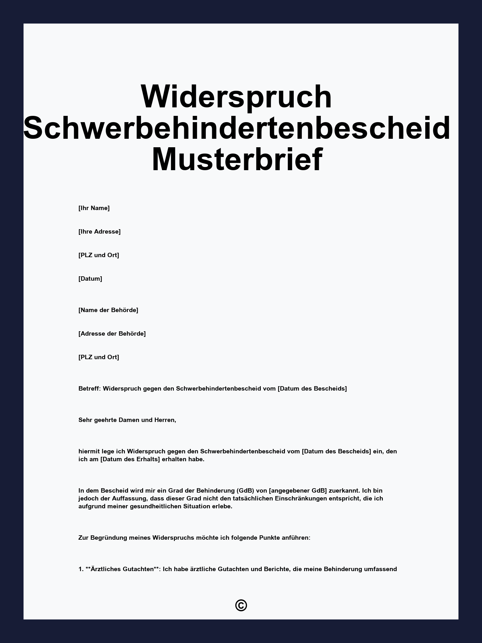 Widerspruch Schwerbehindertenbescheid Musterbrief