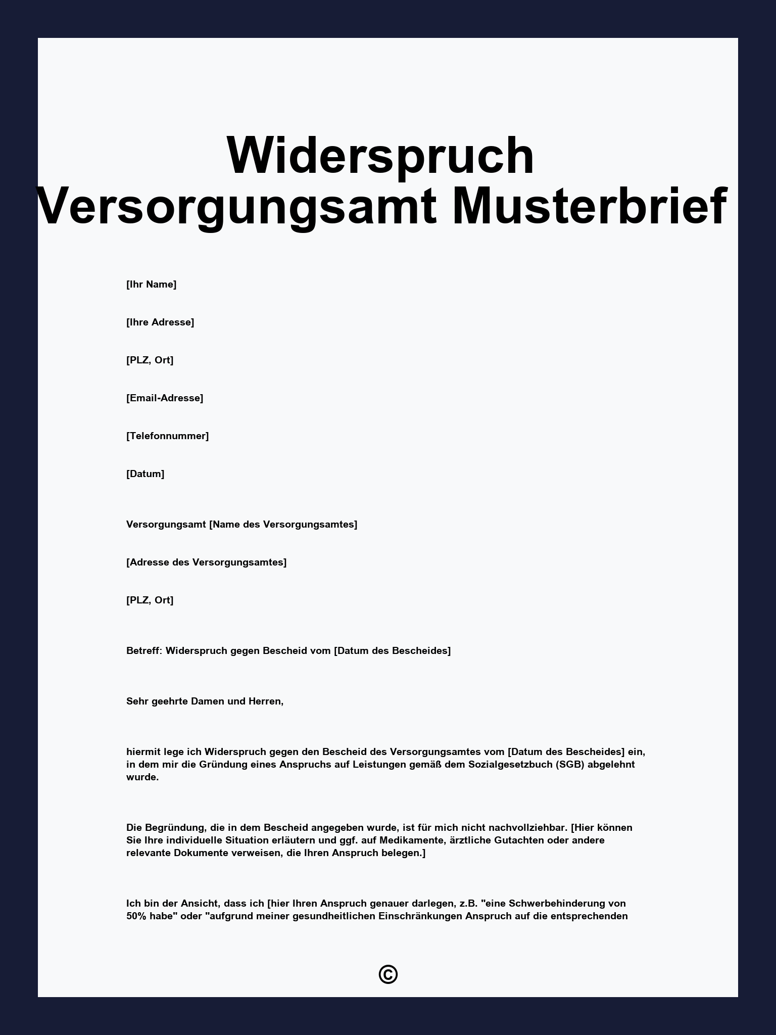 Widerspruch Versorgungsamt Musterbrief
