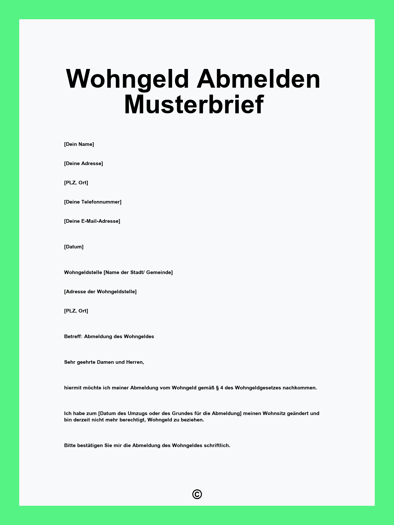 Wohngeld Abmelden Musterbrief