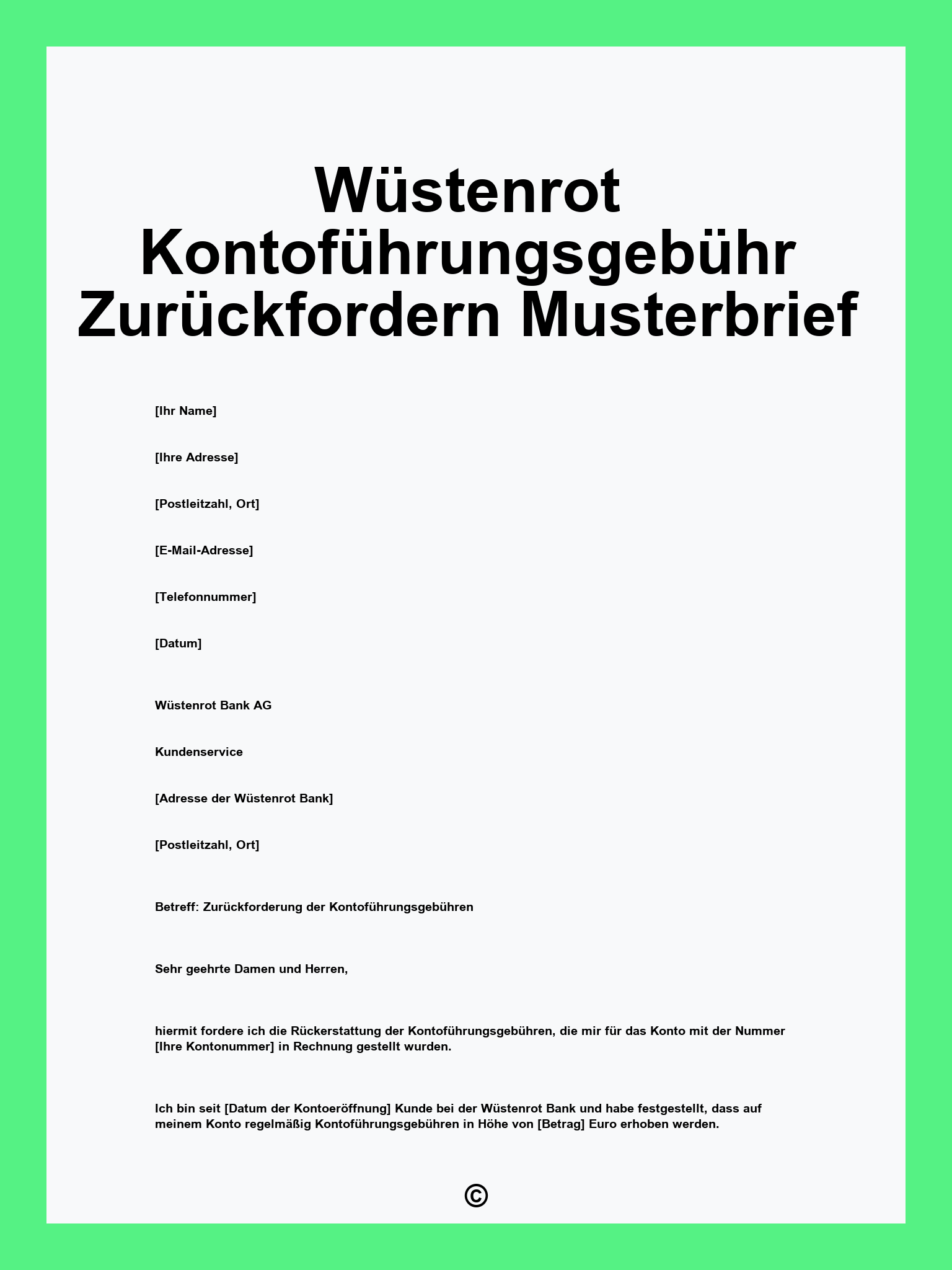 Wüstenrot Kontoführungsgebühr Zurückfordern Musterbrief